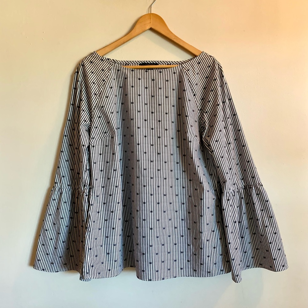 Striped Banana Republic Bell-Sleeve Blouse